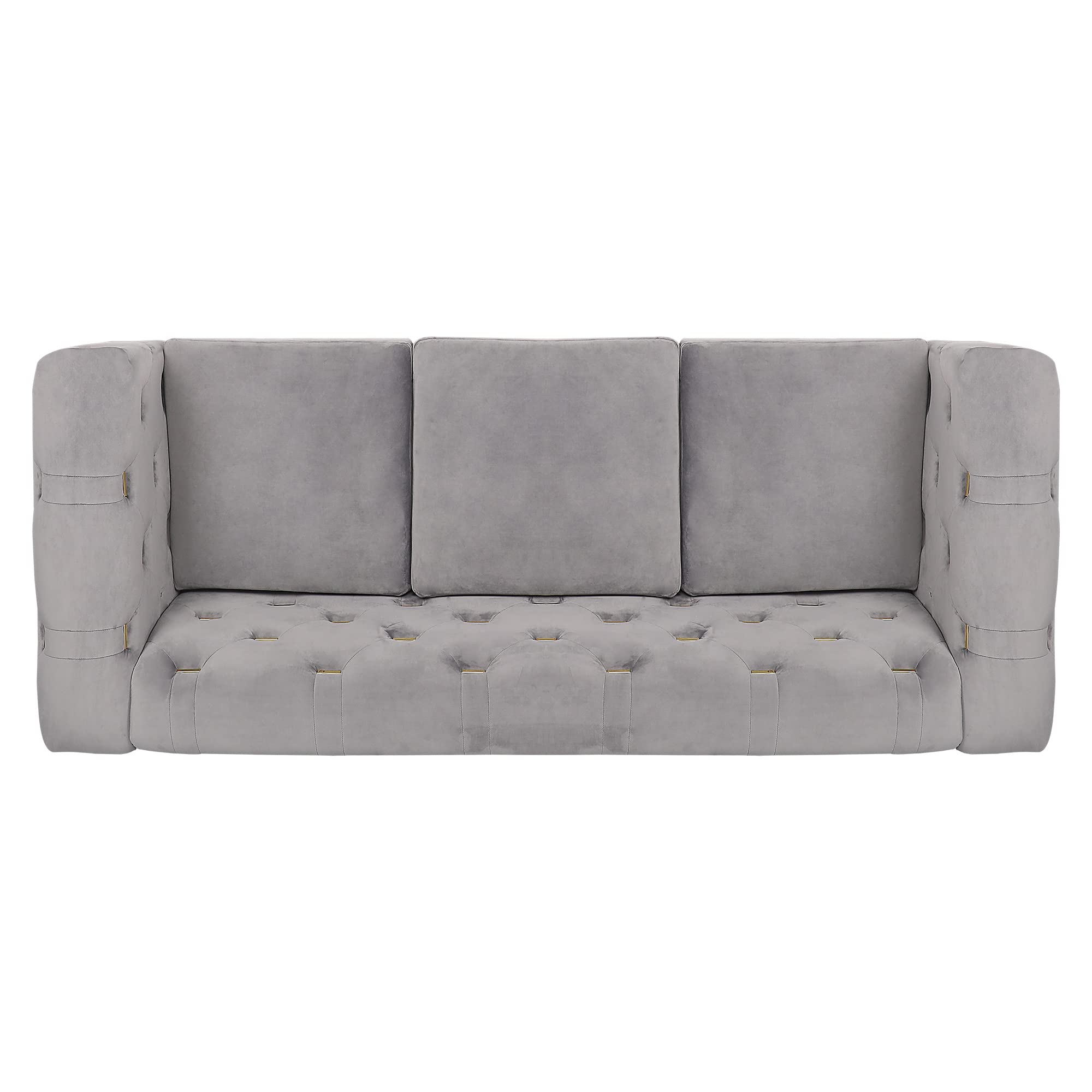 Chesterfield Loveseat, Modern 2 Seater Accent Sofa Velvet Couch with Square Arms