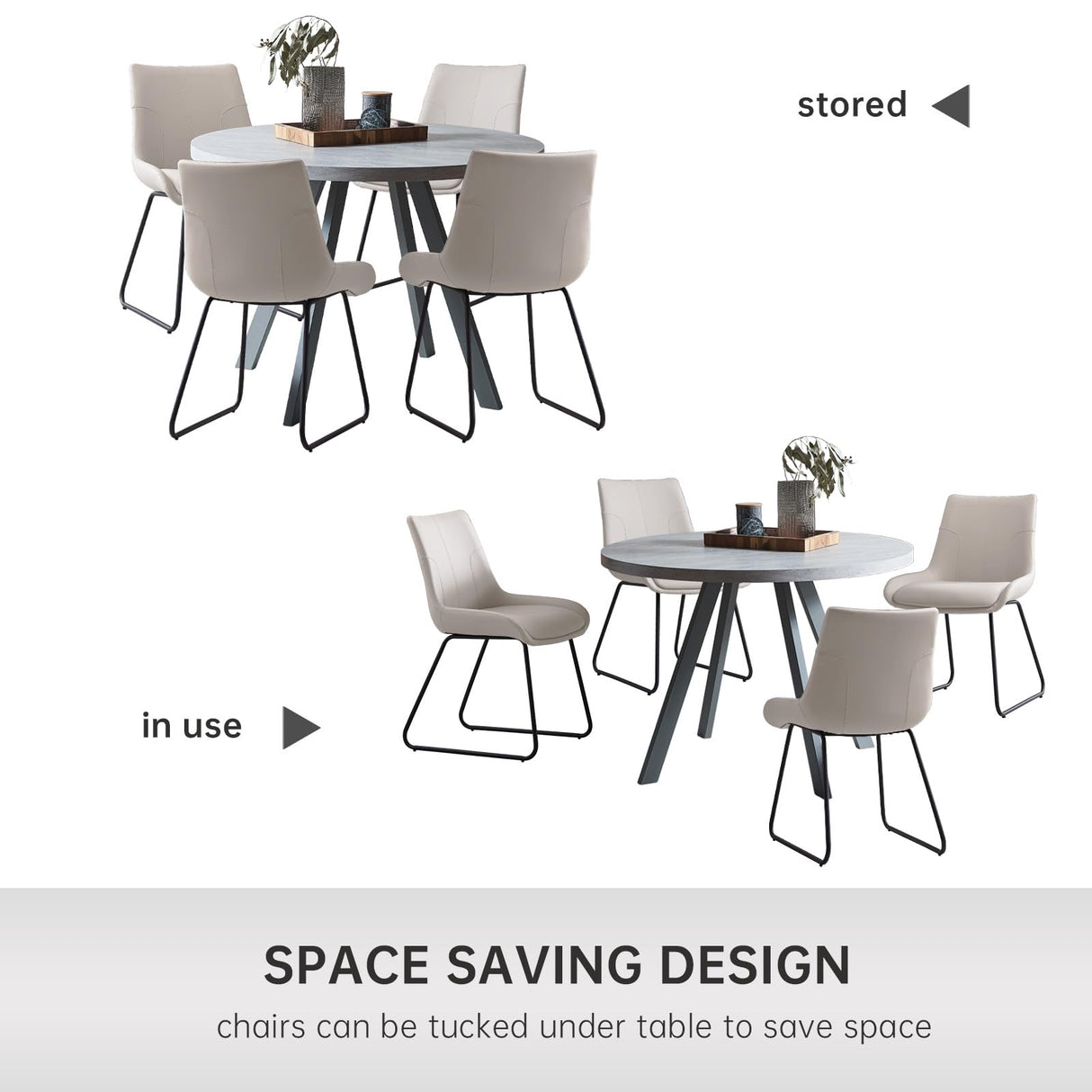 Round Dining Table and Chairs for 4