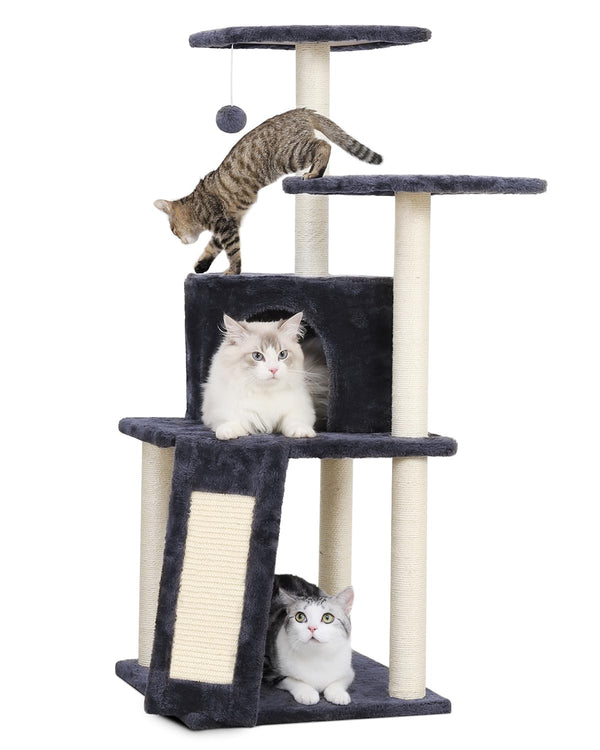 Cat Tree for Indoor Cats 43 Inch Tall Cat Climbing Tower with Sisal-Covered