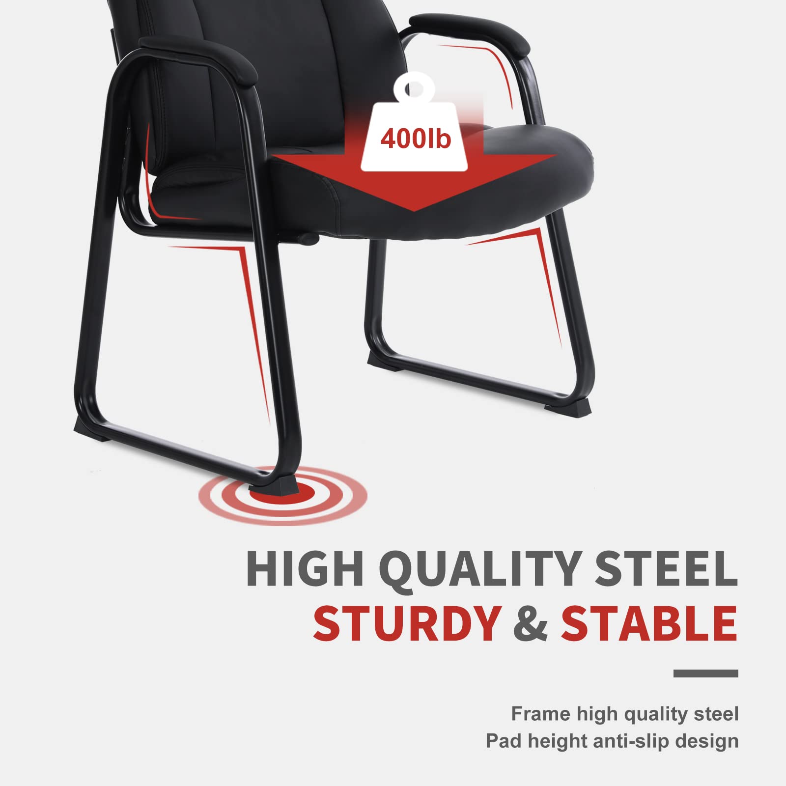 Big & Tall 400 lb. Guest Chair, Leather Reception Chairs
