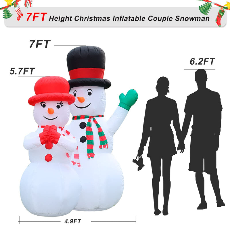 7FT Christmas Inflatables Snowman, Giant Christmas Blow Up Snowman Couple