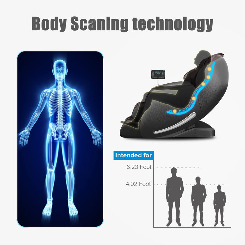 Massage Chair, Full Body Zero Gravity SL-Track Shiatsu Massage Recliner Chair with Heat Body Scan Bluetooth Foot Roller