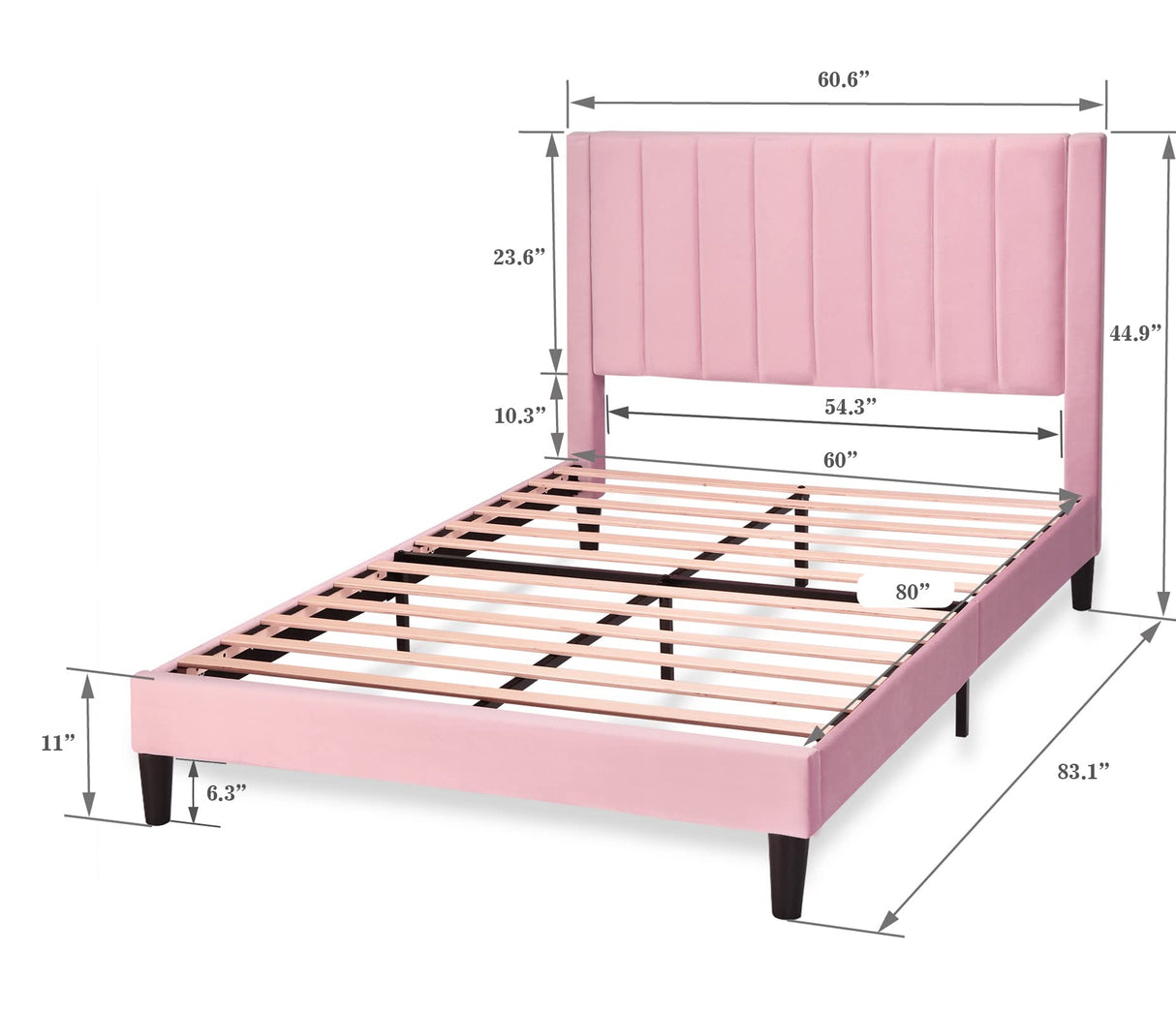 Queen Bed Frame/Velvet Upholstered Bed Frame