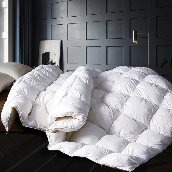 All Season Goose Down Comforter King Size - Luxury Medium Warmth Ultra-Soft 750
