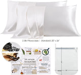 White Silk Pillowcase 2 Pack for Hair and Skin, Both Sides 23 Momme Mulberry Silk