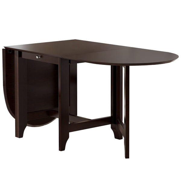 Drop Leaf Table Dining Table, Retro Rubber Wood Kitchen Table