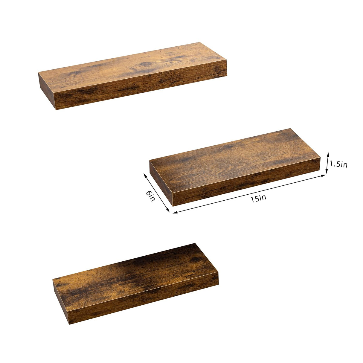 Floating Shelves, Stylish Rustic Wooden Wall Shelves with Invisible Brackets, Versatile