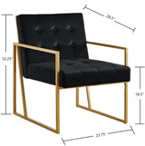 Modern Black Velvet Button Tufted Accent Chair