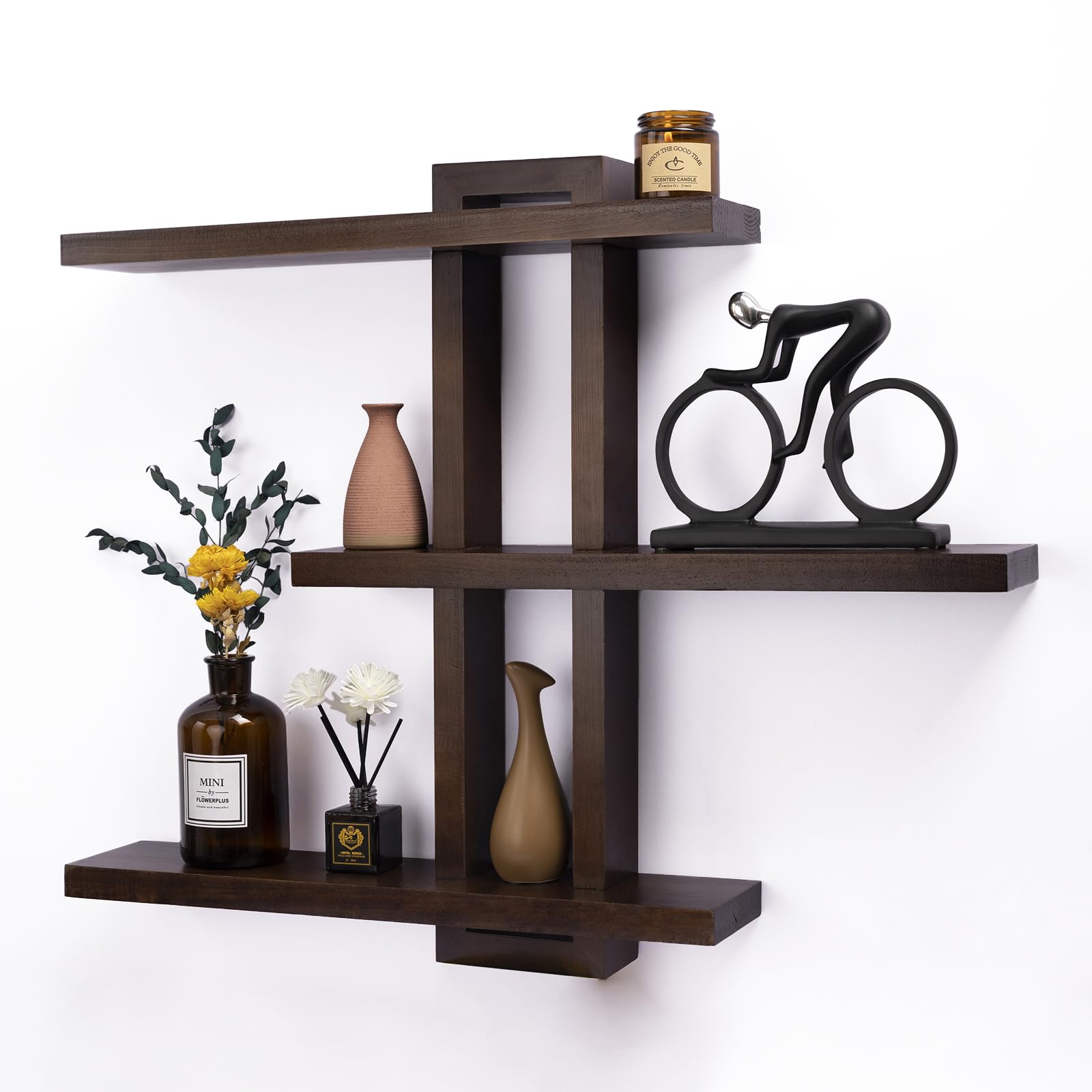 Variable Floating Shelves Wood Set of 4, Bathroom Shelves 28.35" Max, Rustic Shelves