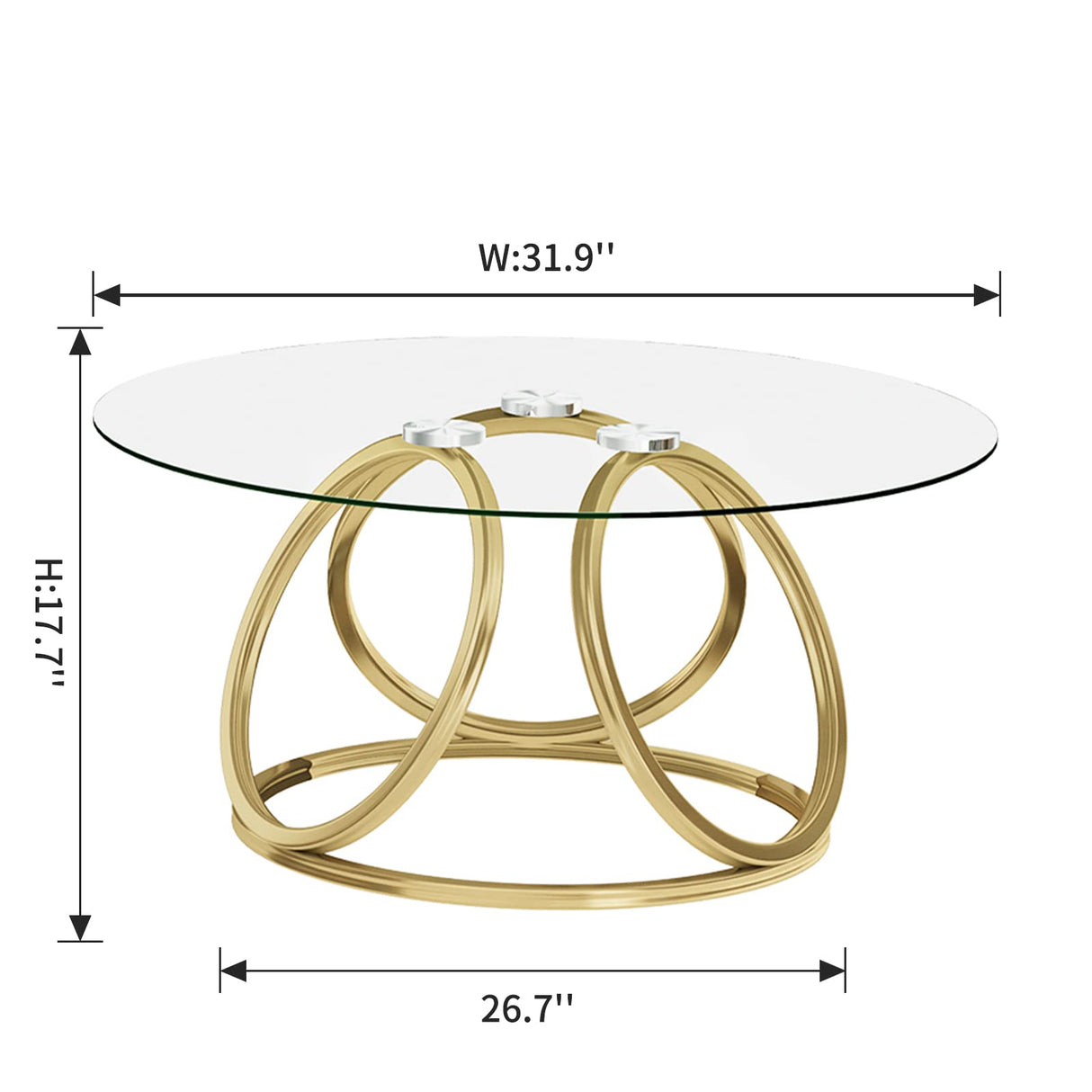 Gold Coffee Table, Modern Round Glass Coffee Table for Living Room