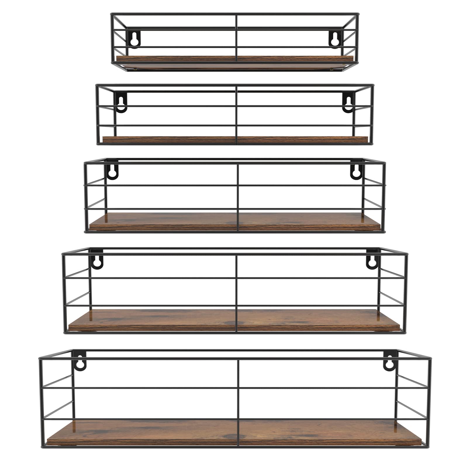 Floating Wall Shelves Set of 5, Wall Mounted Bathroom Shelves, Hanging Storage Shelf