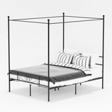 Metal Framed Canopy Four Poster Platform Bed Frame with Bed Storage Platform Bed