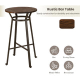 Rustic Steel Bar Table Round Wood Top Dining Room Pub Table Furniture