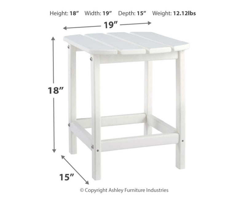 Sundown Treasure Outdoor Patio HDPE Weather Resistant End Table, White