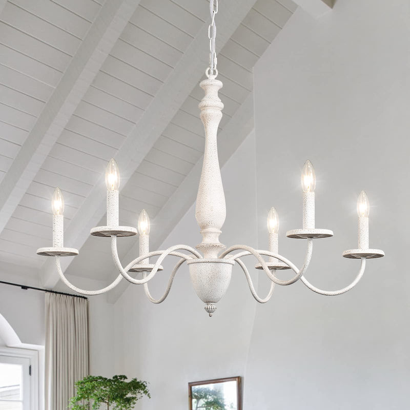 French Country Chandelier, 6 Lights Rustic Farmhouse Chandelier