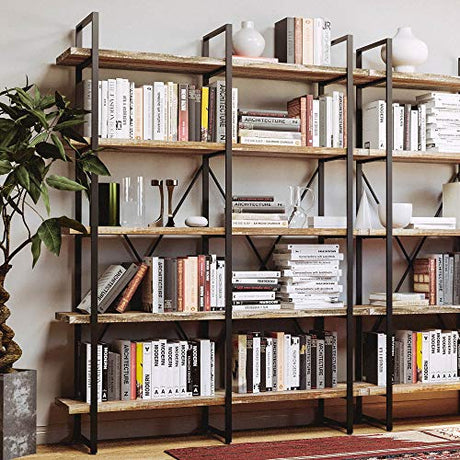 Double Wide 5-Tier Open Bookcase