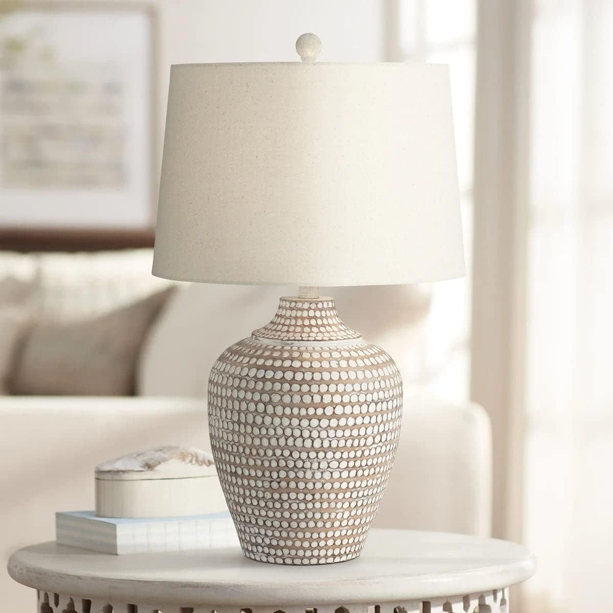 Alese Textured Dot Jug Table Lamp, Neutral Earth Finish