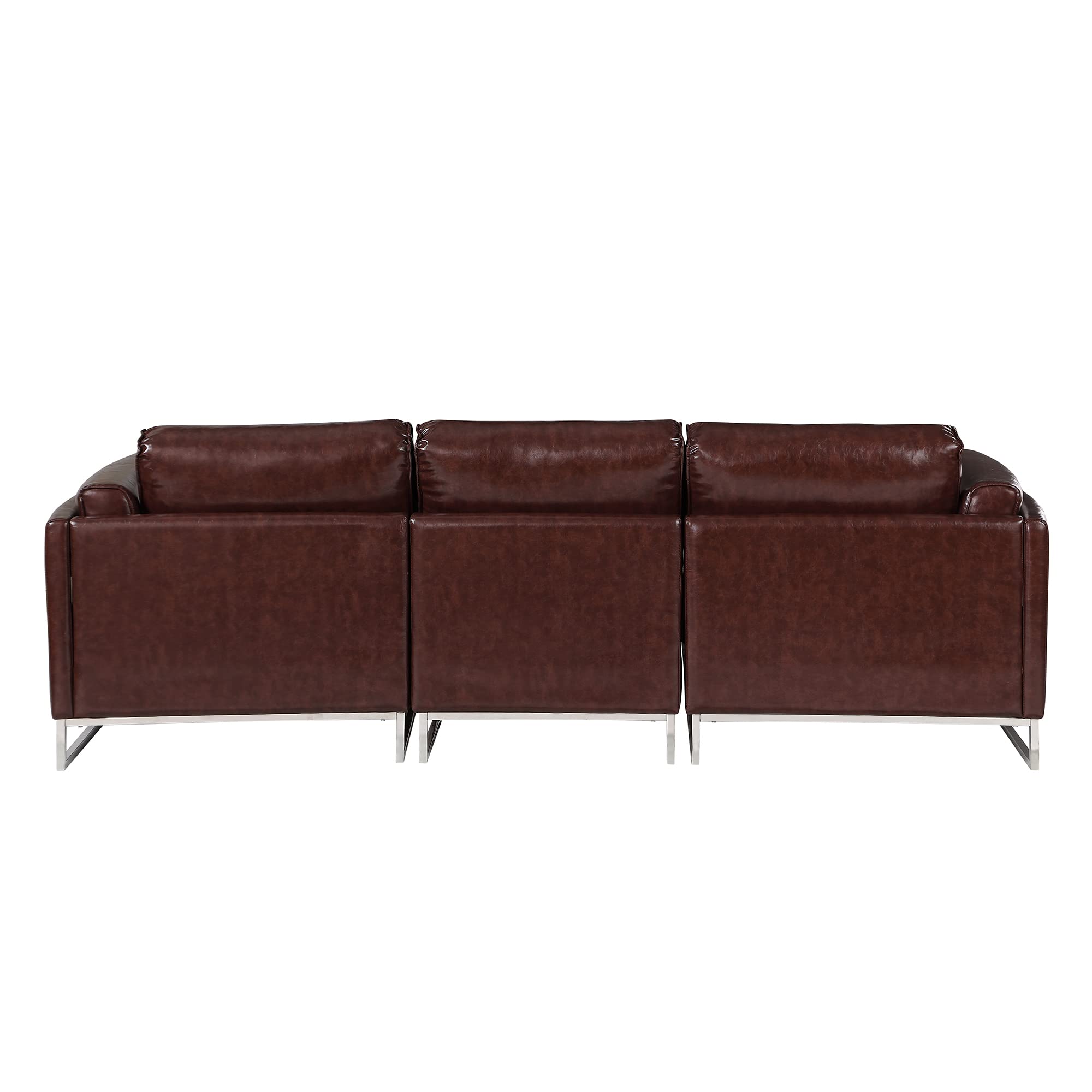 Luxury Sectional L-Shape Leather Sofa with Right Chaise, PU Leather Modern Solid Wood