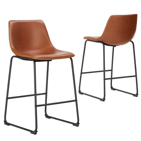 26 inch Armless Dining Chairs with Metal Legs and Footrest (Set of 2)