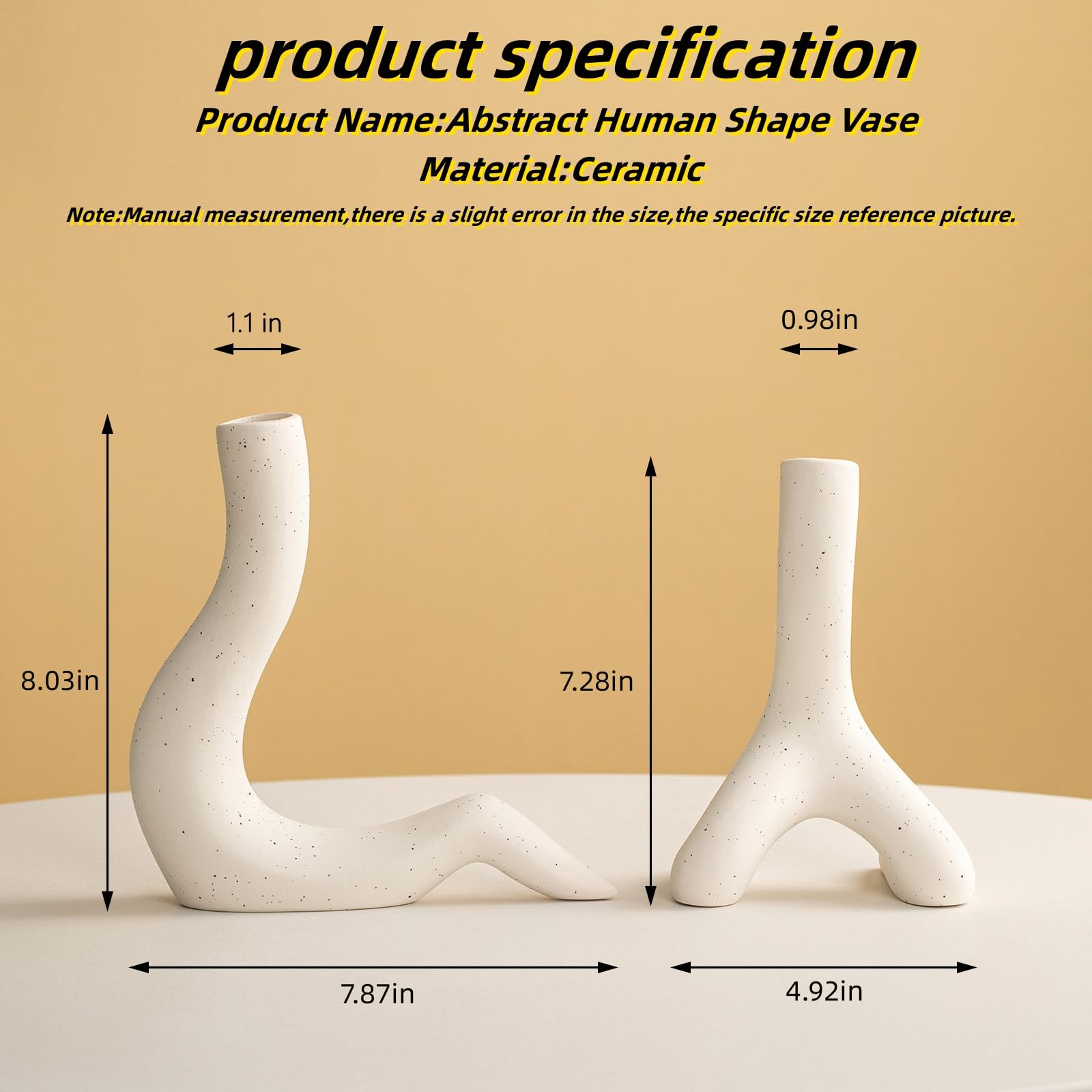 White Ceramic Vase Set of 2 Centerpieces Vases
