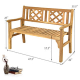 Patio Wooden Bench, 4 Ft Foldable Bench, Two Person Loveseat Chair