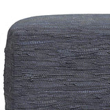 Fredrik Square Pouf, Footstool, Upholstered in Dark Blue Woven Leather