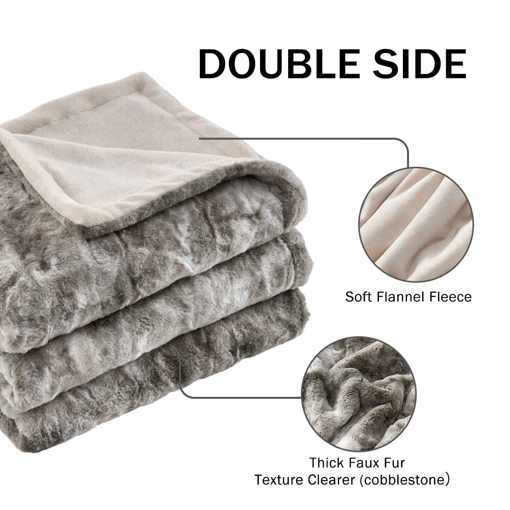 Oversized Minky Blanket, Super Soft Fluffy Luxury Throw Blanket Comfy Faux Fur Bed