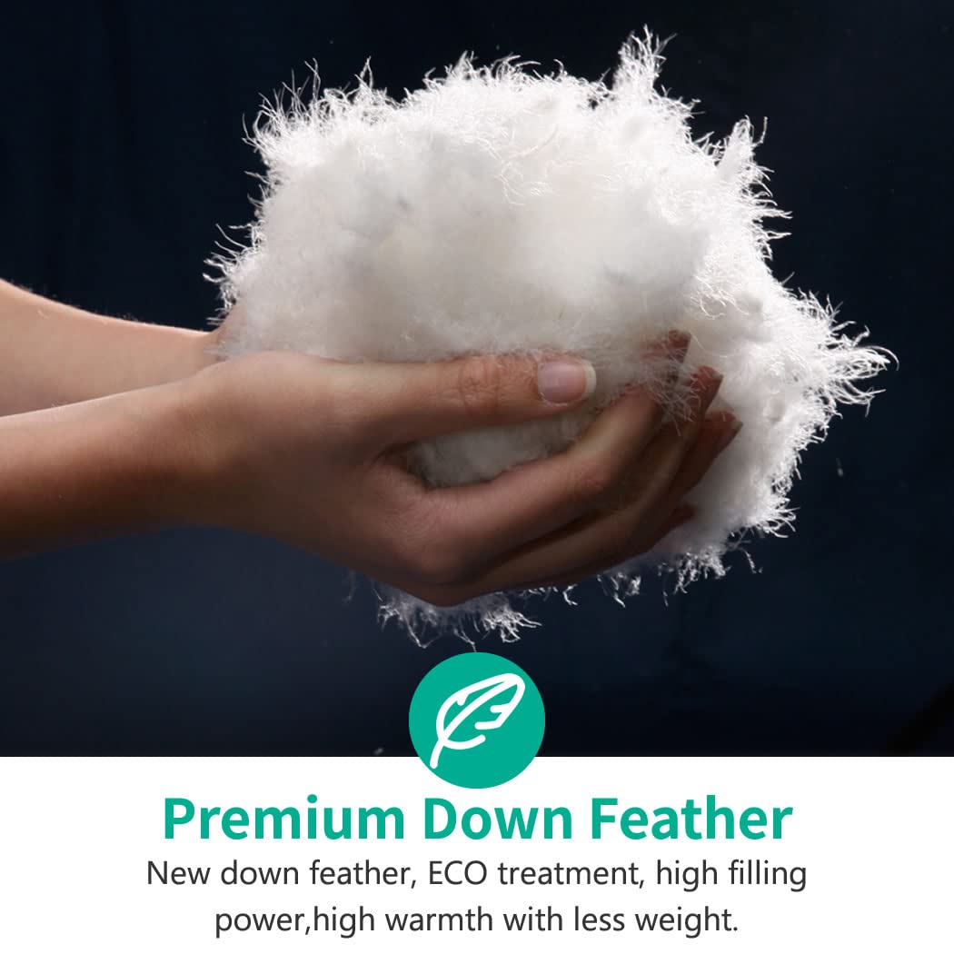 Fluffy Feathers Down Comforter King Size, Organic Cotton Cover Feathers Down Duvet