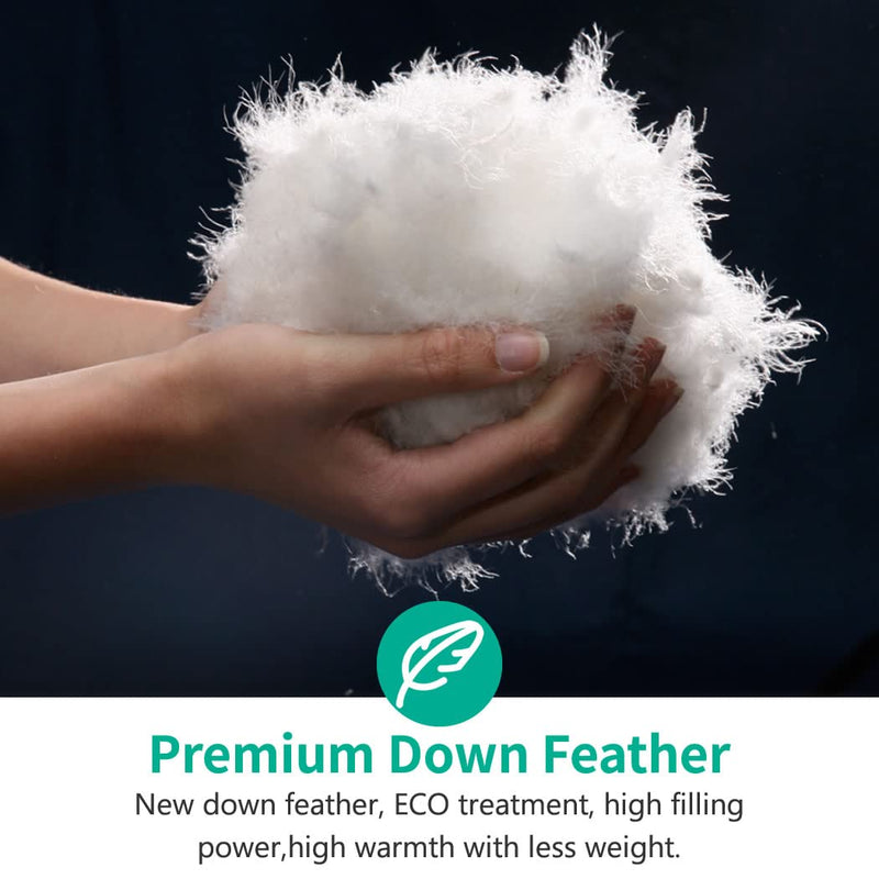 Lightweight King Size Feathers Down Comforter, Fluffy Duvet Insert for Warm