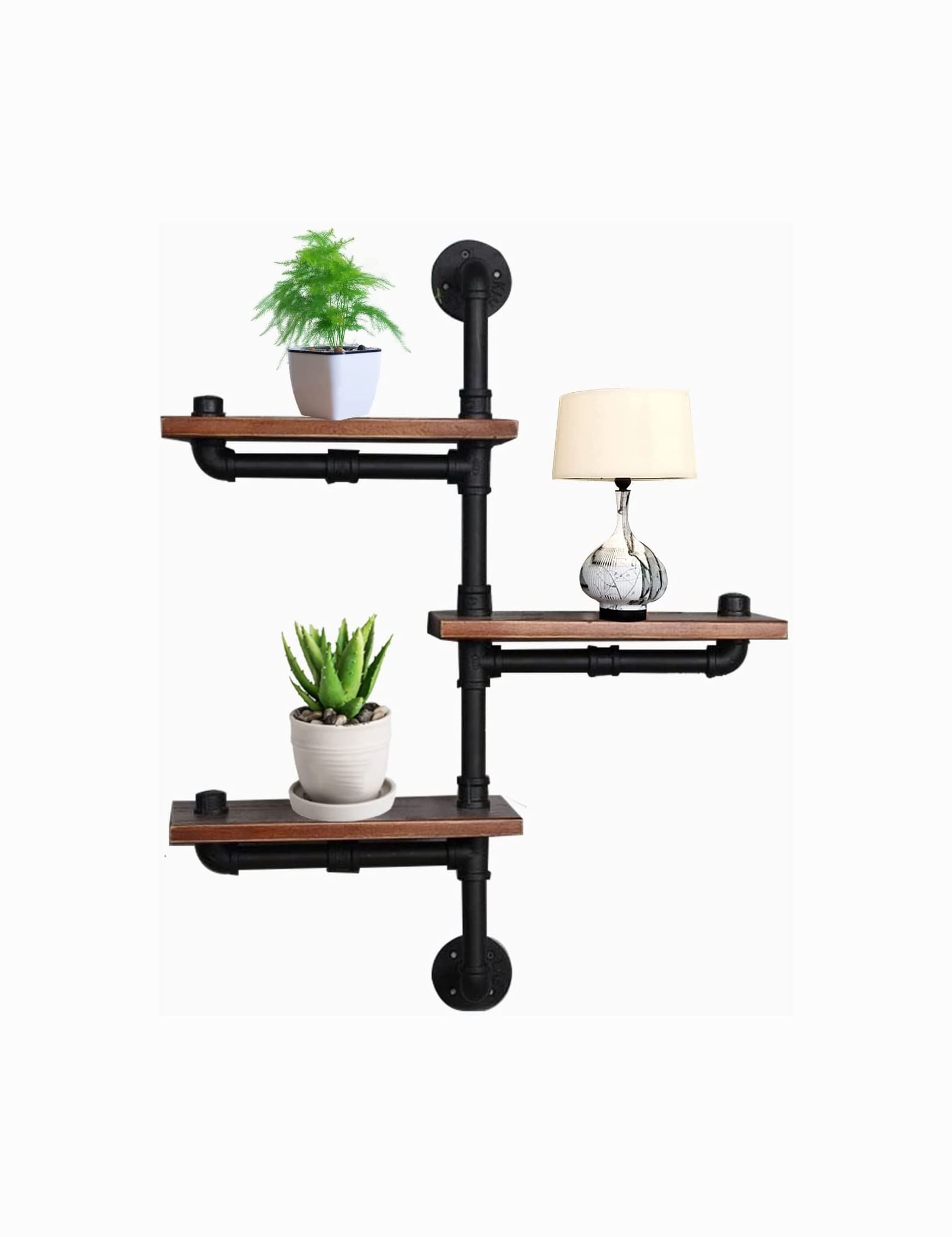 Industrial Pipe Shelving,Rustic Wooden&Metal Floating Shelves,Home Decor Shelves Wall
