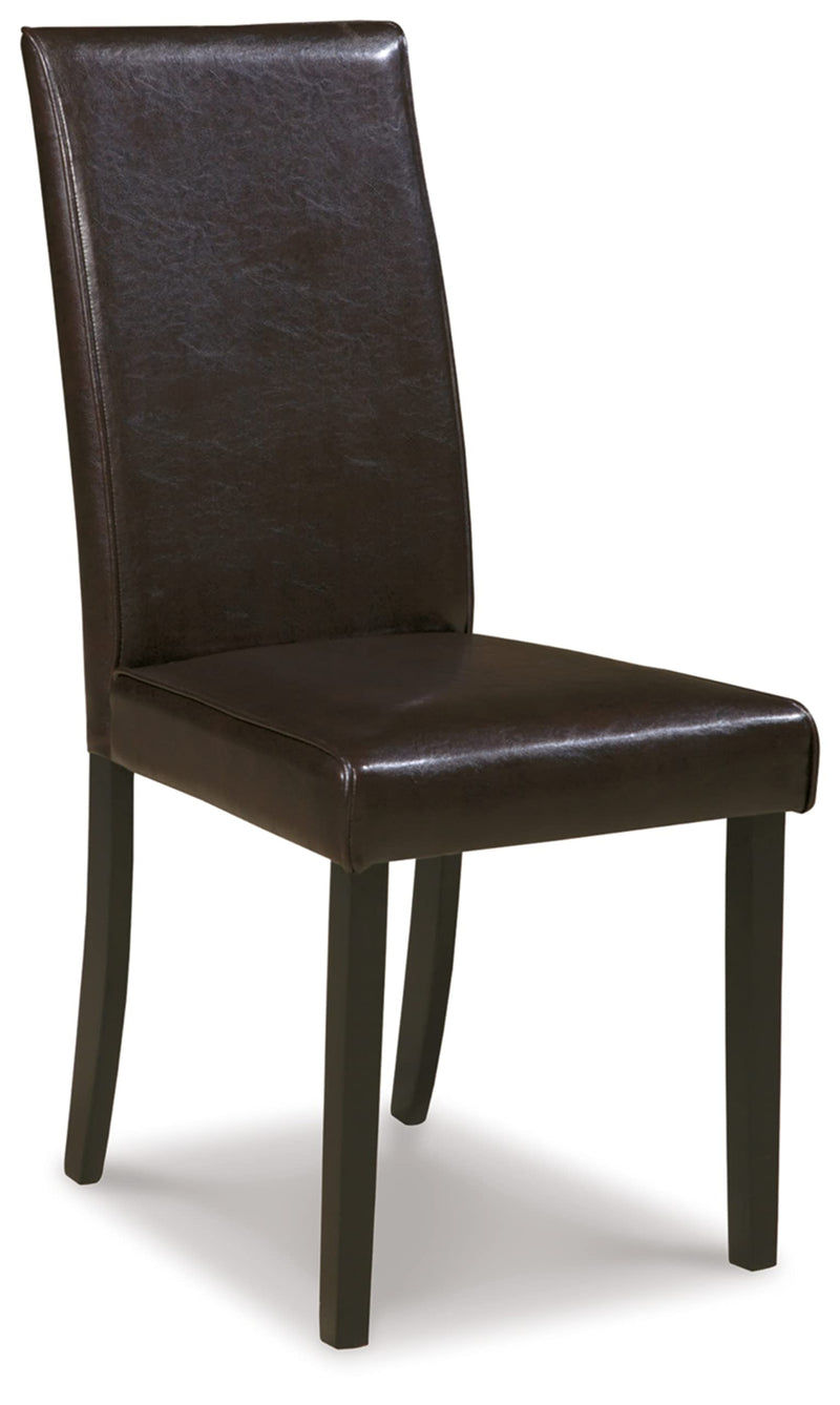 Kimonte Modern 19" Faux Leather Upholstered Armless Dining Chair, 2 Count, Dark Brown