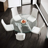 Modern Norma Dining Chair - White with Polished Stainless Steel Base