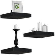 Square Floating Shelf for Wall - 3 Small Shelves with Invisible Mounting Brackets for Living