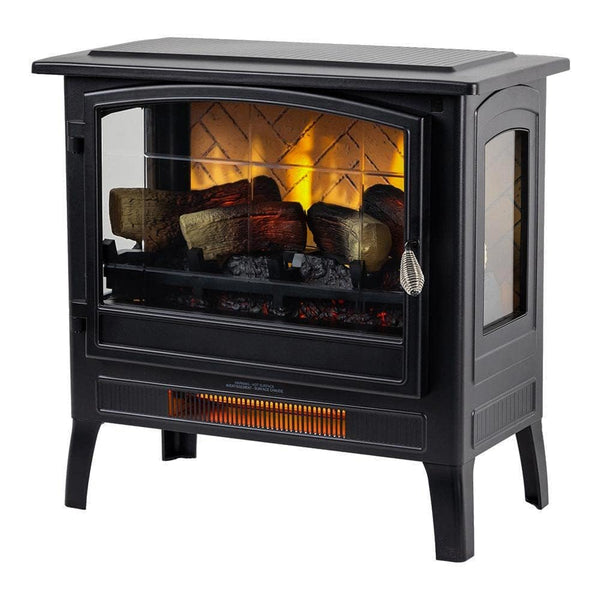 Electric Fireplace Stove Heater in Black Provides Supplemental Zone Heat