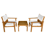 3-Piece Acacia Patio Bistro Conversation Outdoor Wood Chat Set