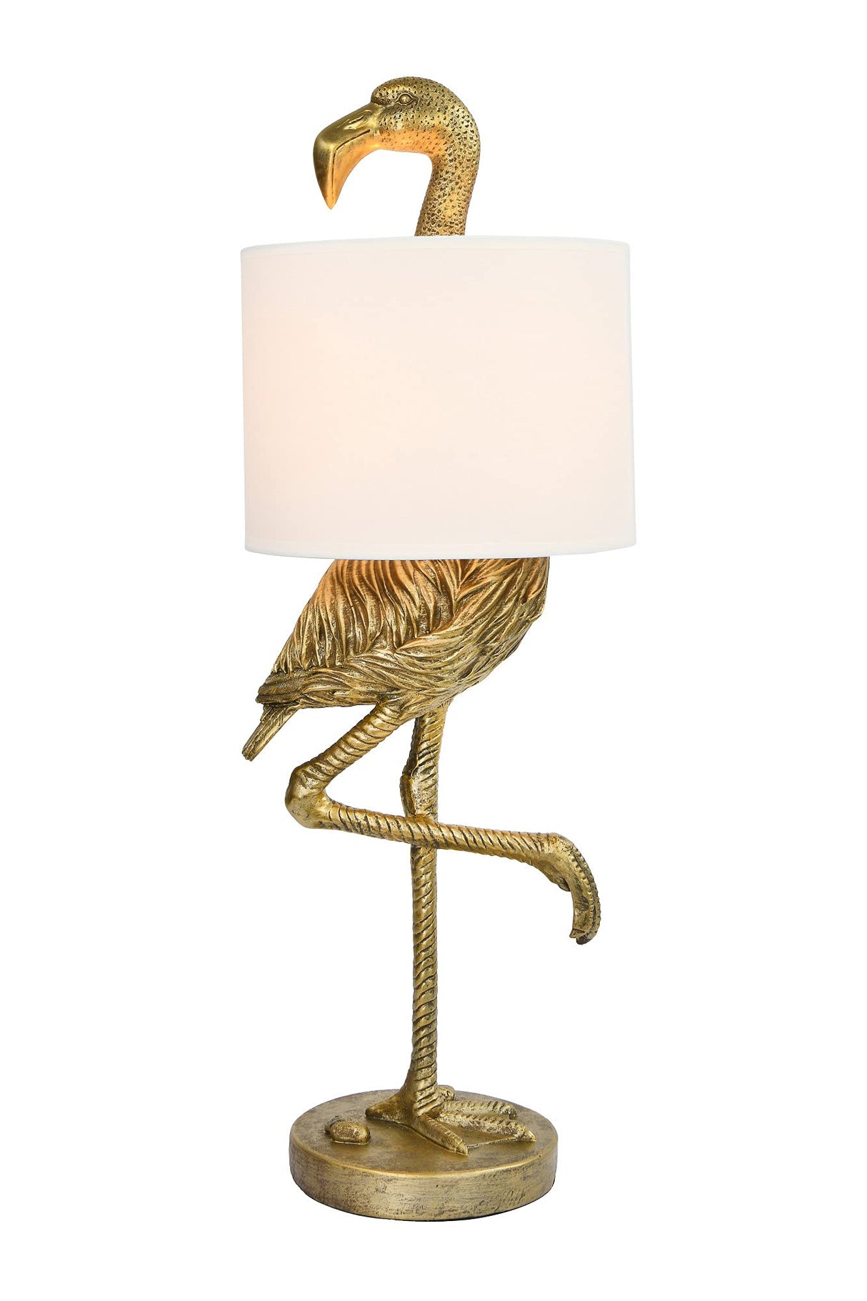 Resin Flamingo Table Lamp with Linen Shade