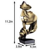 Thinker Statue, Silence is Gold Abstract Art Figurine, Modern Home