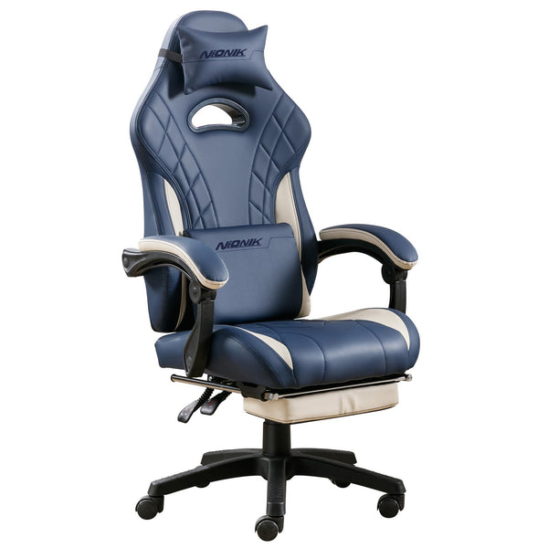Gaming Chair with Footrest and Massage Lumbar Support, Ergonomic Computer Gamer Chair
