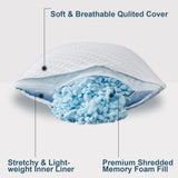 Cooling Bed Pillows for Sleeping 2 Pack Shredded Memory Foam