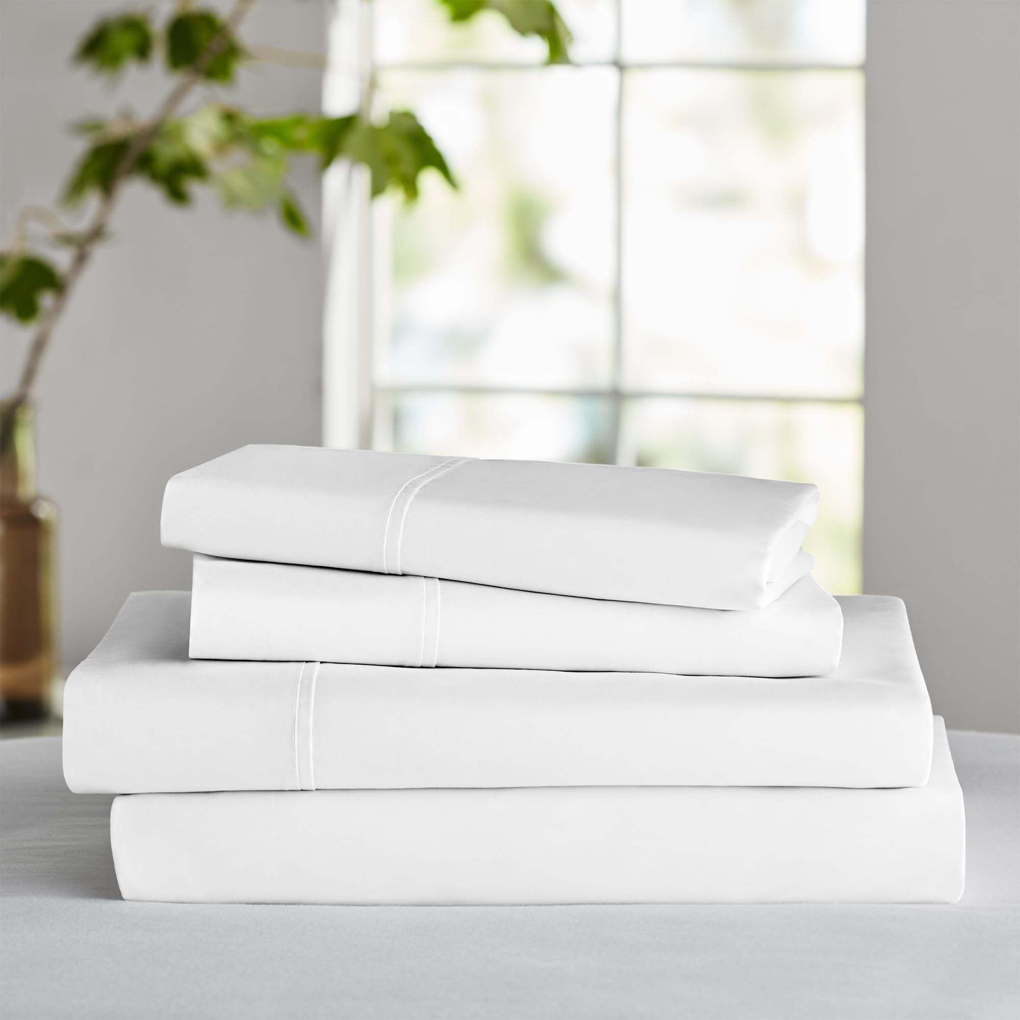600 Thread Count Cotton Rich Queen Size Sheets Set White