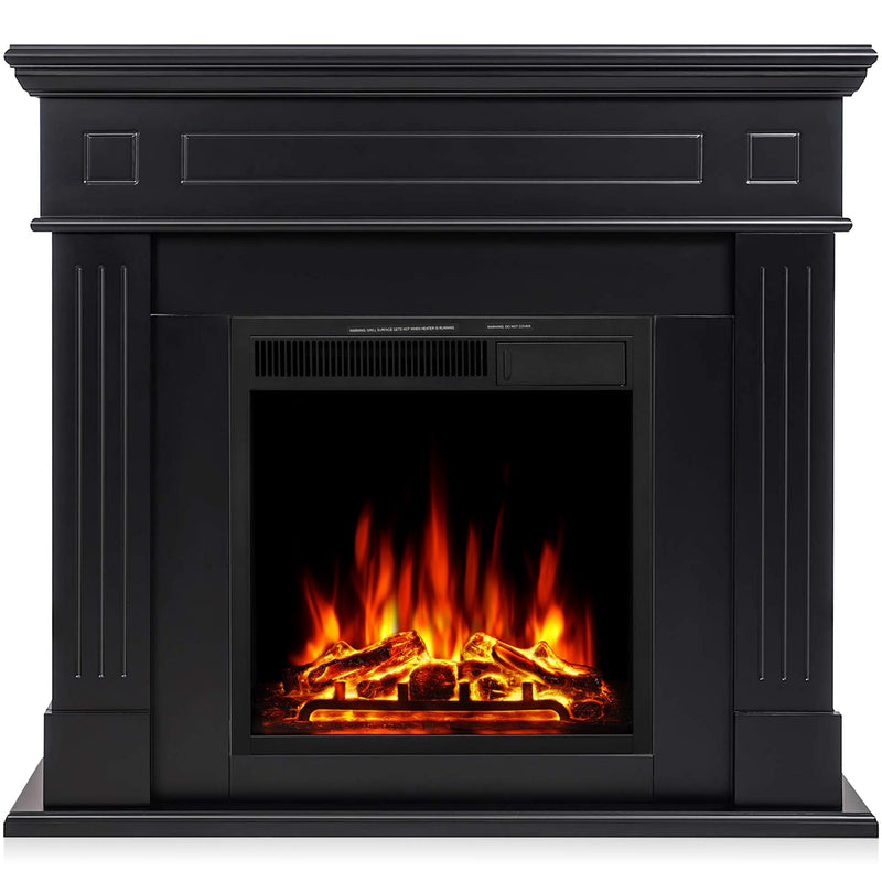 43” Electric Fireplace Mantel Wooden Surround Firebox, TV Stand with Freestanding Electric Fireplace