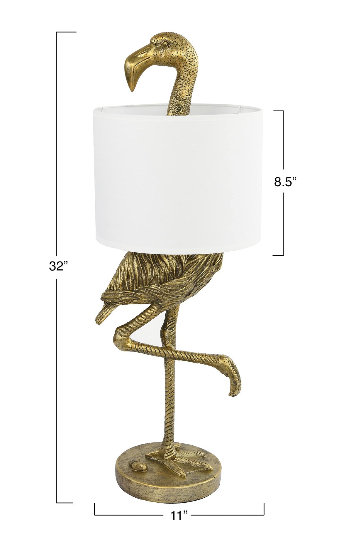 Resin Flamingo Table Lamp with Linen Shade