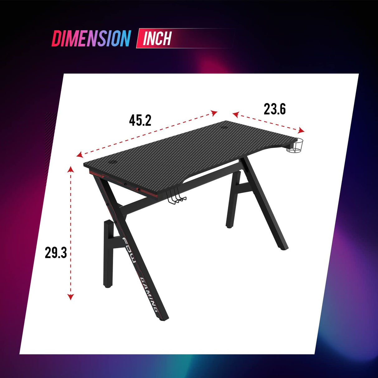 Gaming Desk Computer Desk 45.2"x 23.4" Home Office Desk