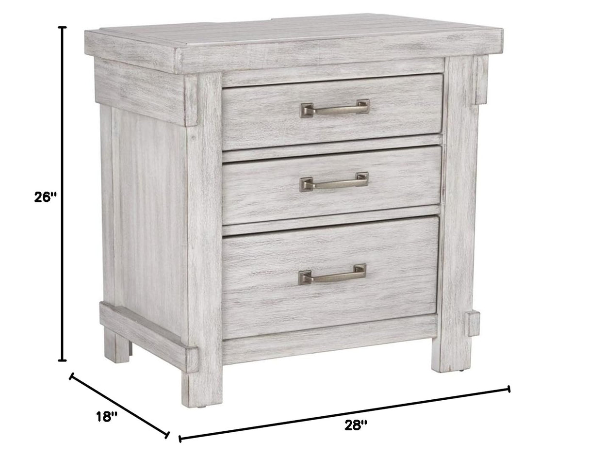 Brashland Farmhouse 3 Drawer Nightstand with Dovetail Construction