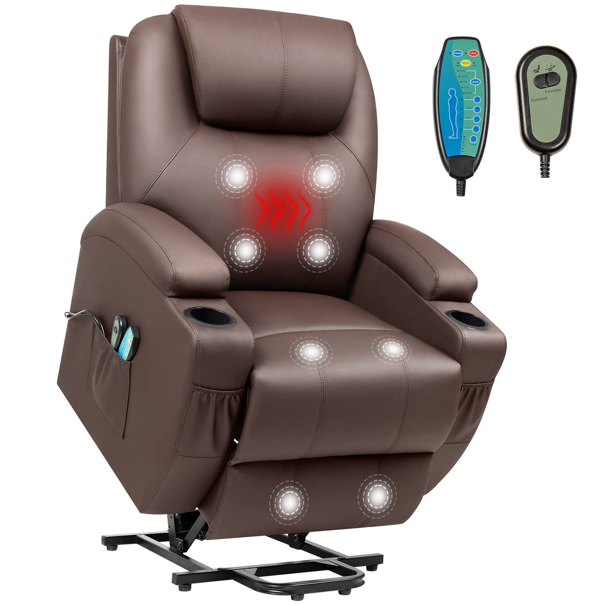 Electric Power Lift Recliner Chair PU Leather Sofa Chair for Elderly with Massage