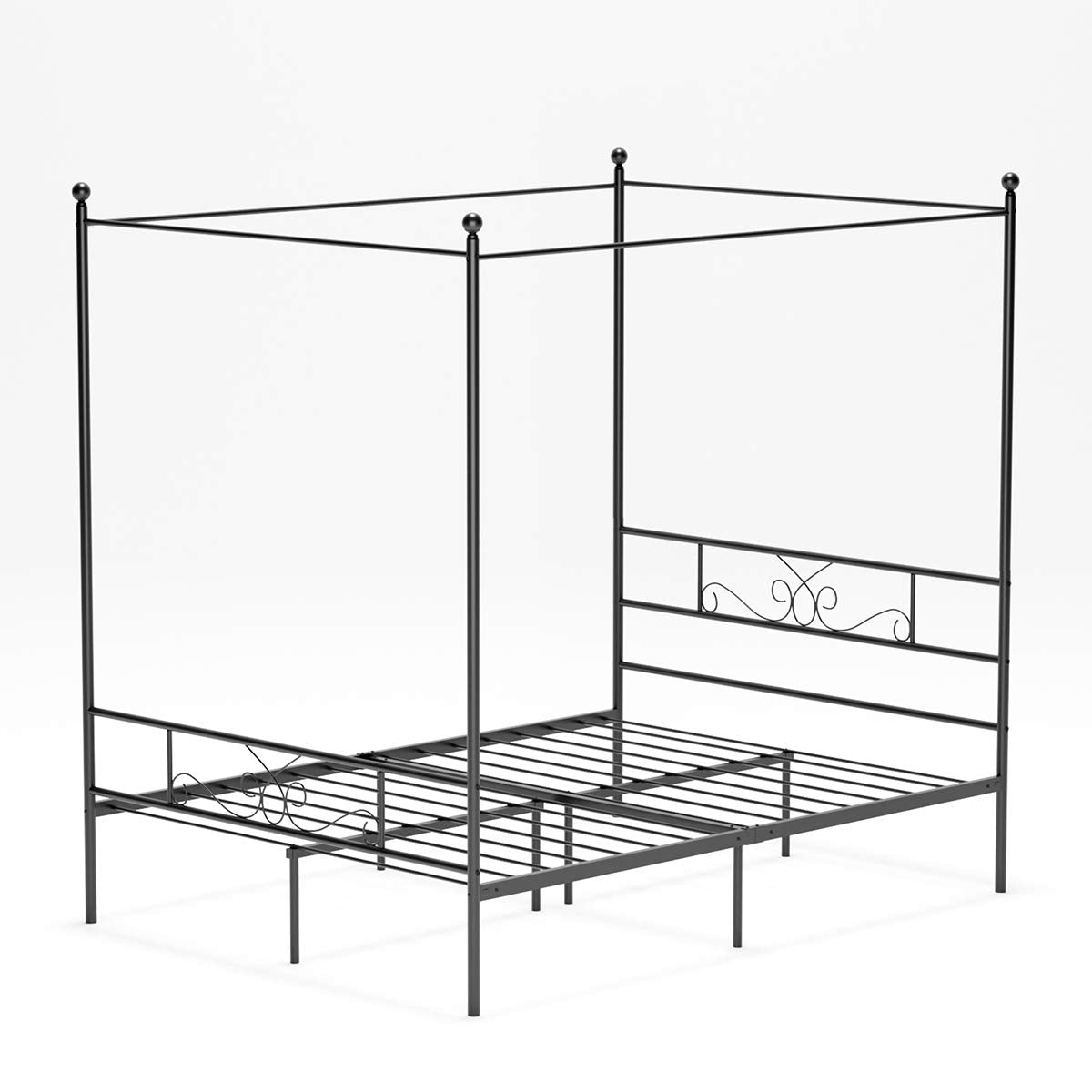 Full Size Canopy Bed Frame Metal Platform Bed 4 Posters Sturdy Steel Mattress Foundation