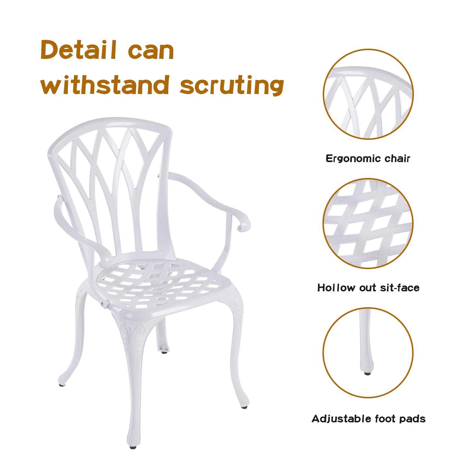 3-Piece Outdoor Bistro Set Cast Aluminum Rust-Resistant Patio