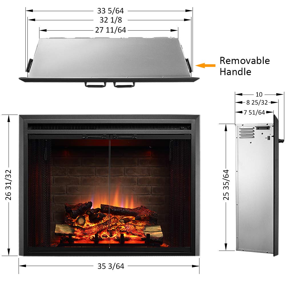 Klaus Electric Fireplace Insert with Fire Crackling Sound