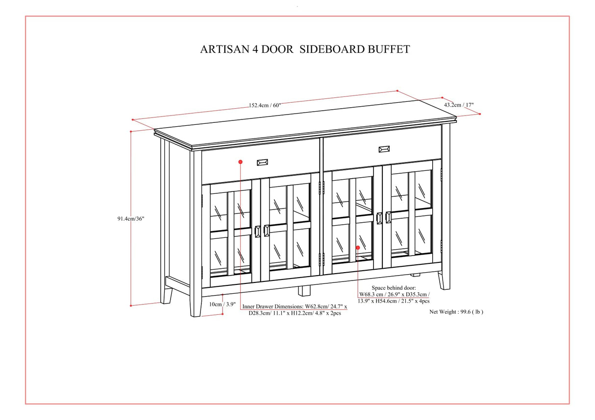 Artisan SOLID WOOD 60 Inch Wide Contemporary