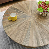 Round Coffee Table with Storage, Farmhouse Coffee Table for Living Room